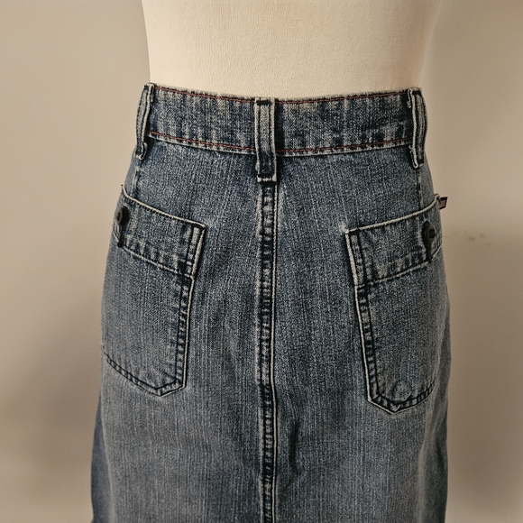 Polo Jeans Co~ Patch Pocket  Knee Skirt~ Vintage ~ Size 6~Red Stiching - Picture 9 of 15